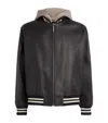 PALM ANGELS LEATHER LOGO BOMBER JACKET