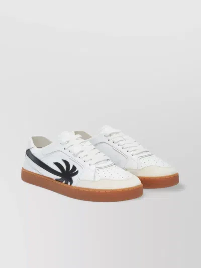 Palm Angels Leather Sneakers With Palm Tree Motif In Orange