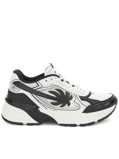 Palm Angels Black & White Pa 4 Leather Sneakers In Multi