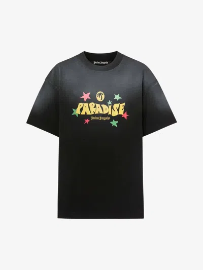 Palm Angels Paradise Print T-shirt In Black