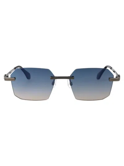 Palm Angels Sunglasses In Gun Metal Blue Gradient Electric