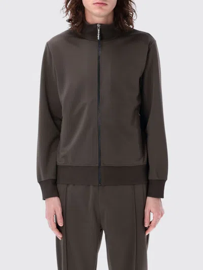 Palm Angels Brown Logo-print Zip-up Track Jacket In Blue