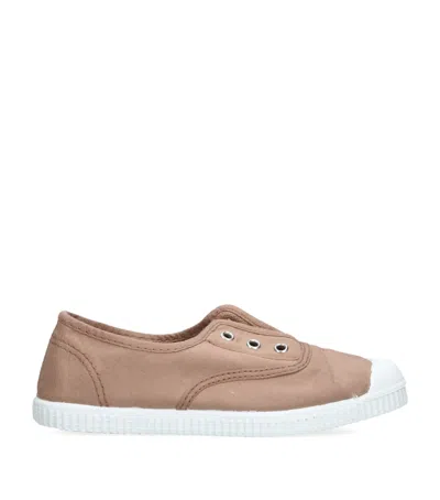Papouelli Kids' Organic Canvas Darcie Slip-on Sneakers In Brown