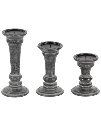 Peyton Lane Set Of 3 Decorative Candle Holders In Gray