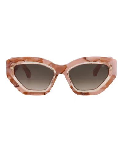 Philipp Plein Cat Eye-frame Acetate Sunglasses In Opaline Pink+marbled Pink
