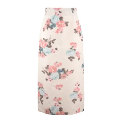Philosophy Di Lorenzo Serafini Floral Taffeta Pencil Skirt In White