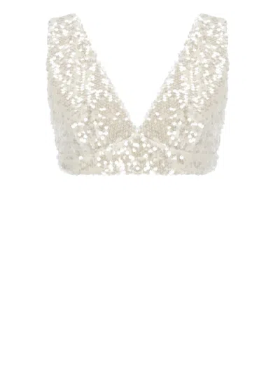 Philosophy Di Lorenzo Serafini Ivory All-over Paillettes Sleeveless Top