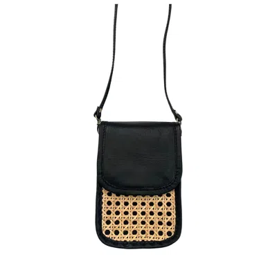 Pink Haley Women's Black / Neutrals Jessica Cane And Leather Clutch Crossbody-black