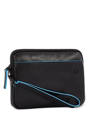 Piquadro Leather Clutch Bag In Black