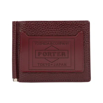 Porter-yoshida & Co Glaze Leather Money Clip Wallet In Burgundy In Bordeaux