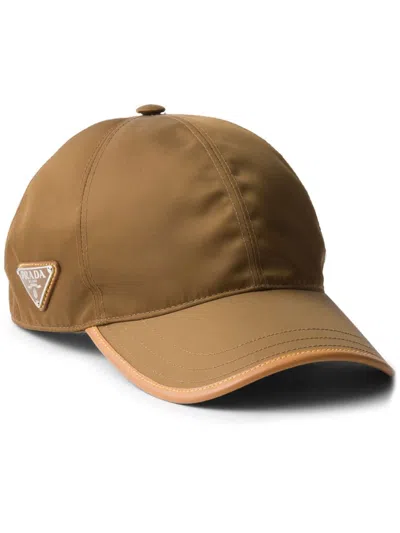 Prada Mens Brown Re-nylon Brand-plaque Recycled-nylon Baseball Cap