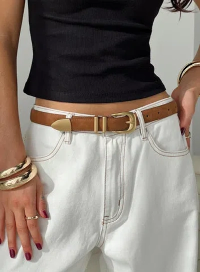 Princess Polly Lower Impact Duncani Faux Suede Belt Brown/gold