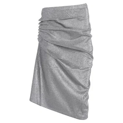 Rabanne Silver Mid-length Drapé Pression Slit Skirt
