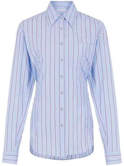 Rabanne Striped Cotton Poplin Shirt In Blue