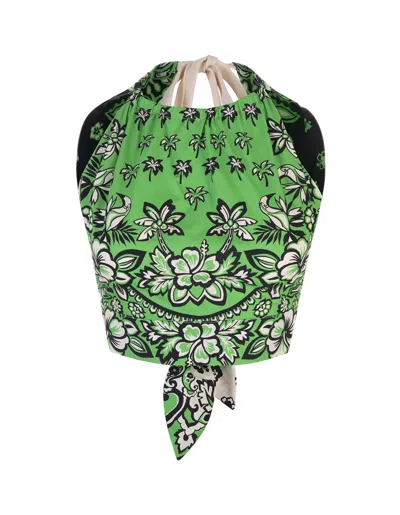 Red Valentino Carre Bandana Top In Verde