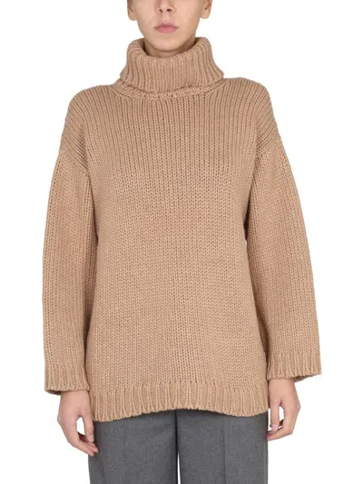 Red Valentino Chic High Neck Cutout Back Sweater For Women In Beige