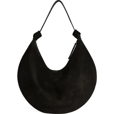 Reformation Rhea Suede Hobo Bag In Black Suede