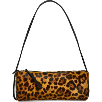 Reformation Simona Suede Cylinder Shoulder Bag In Leopard Calfhair