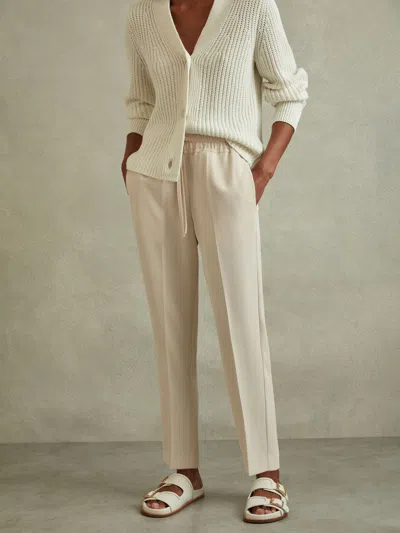 Reiss Cream Tapered Pull On Trousers