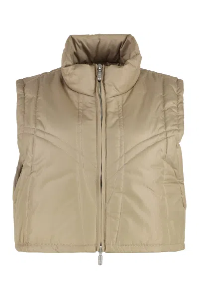 Rhude Full Zip Down Vest In Beige