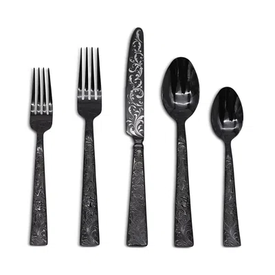 Ricci Argentieri Parisian Garden 20 Pc Flatware Set In Black