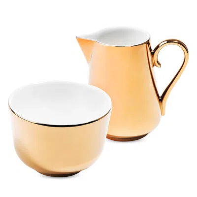 Richard Brendon Reflect Sugar Bowl & Milk Jug In Gold/white