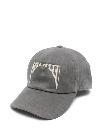 Rick Owens Drkshdw Embroidered Denim Cap In Grey