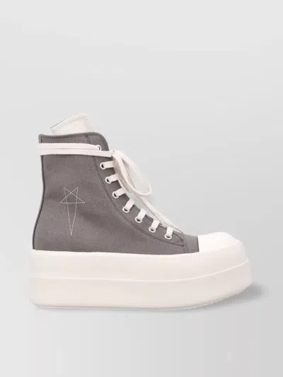 Rick Owens Drkshdw Star Embroidered High-top Platform Sneakers In Grey