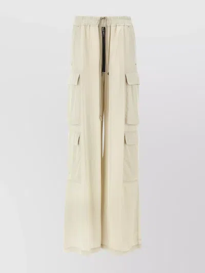 Rick Owens Trousers Featuring Cargo Pockets And Elastic Waistband In White