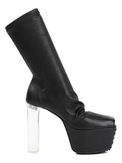 RICK OWENS WOMEN'S GRILL STRETCH PEEPTOE BOOTS