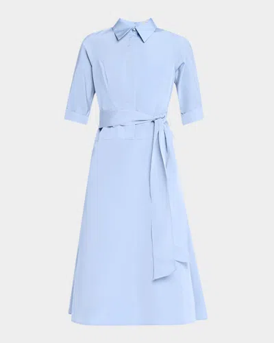 Rickie Freeman For Teri Jon Drop Waist Taffeta Shirtdress In Light Blue