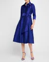 RICKIE FREEMAN FOR TERI JON TAFFETA SHIRT DRESS W/ EYELET SKIRT