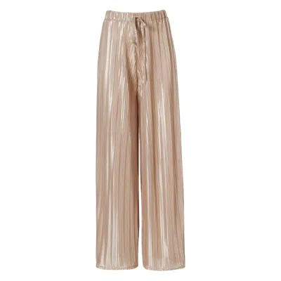 Rien By Penny Vomva Women's Neutrals Plisse Trousers Rose Gold In Yellow