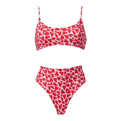Rien By Penny Vomva Women's Red Holiday Bikini Hearts