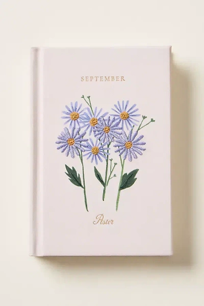 Rifle Paper Co Birth Month Embroidered Mini Hardcover Journal In White