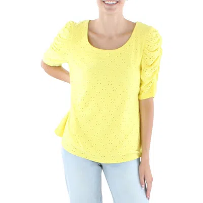 Riley & Rae Womens Eyelet Puff Sleeve T-shirt In Multi