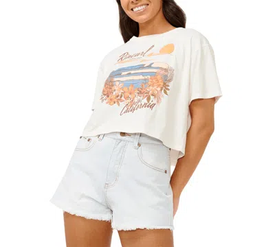 Rip Curl Juniors' Wave Gliders Cropped T-shirt In California Bone