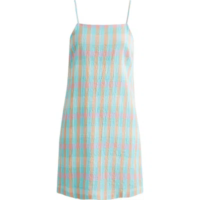 Rip Curl Sun To Sea Check Minidress In Blue/tangerine