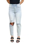 Risen Good Karma Distressed Jeans In Light Wash In Blue