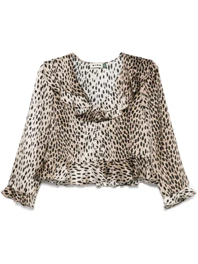 Rixo London Rixo Atlas Ruffled Hem Printed Blouse In Multi