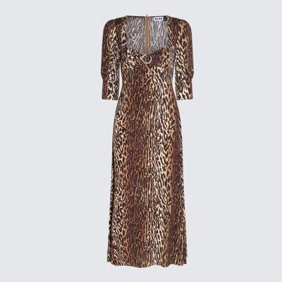 Rixo London Rixo Dark Brown Viscose Dress In Bohemia Leopard