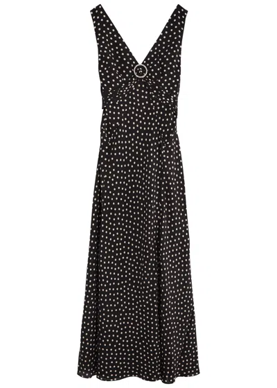 Rixo London Rixo Federica Polka Dot-print Silk-chiffon Maxi Dress In Black