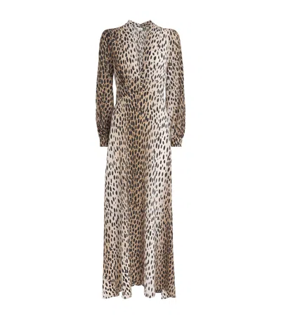 Rixo London Silk Emory Maxi Dress In Animal Print