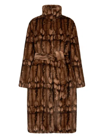 Roberto Cavalli Belted Faux-fur Coat
