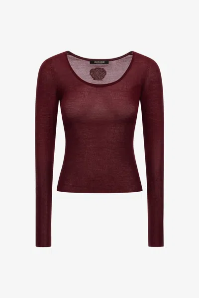 Roberto Cavalli Crew Neck Sweater In Purple