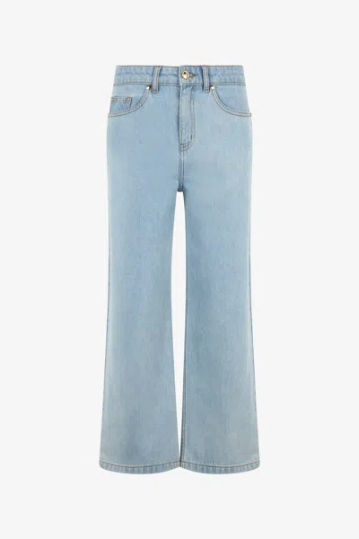 Roberto Cavalli Culotte Jeans With Light Wash In Light Blue