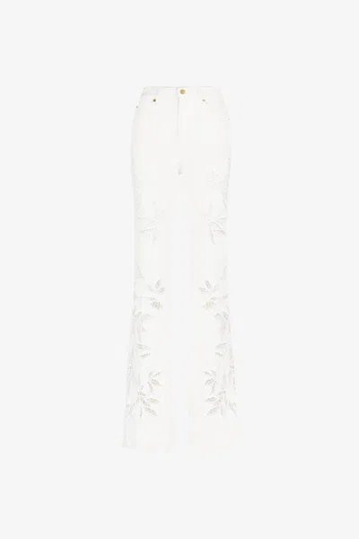 Roberto Cavalli Floral Cut-out Flared Jeans In White
