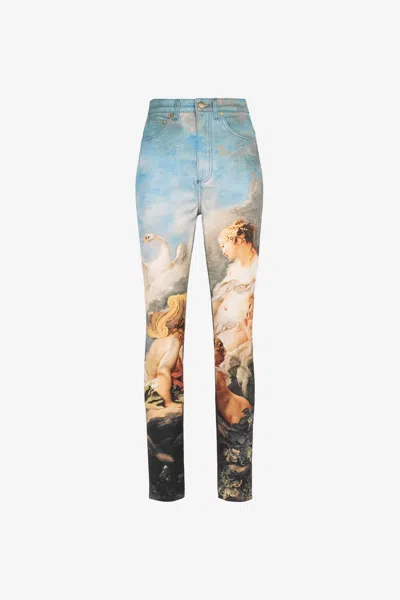 Roberto Cavalli Graphic-print High-waisted Skinny Jeans In Multicolor