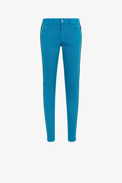 Roberto Cavalli Just Cavalli Crochet-stripe Jeans In Blue