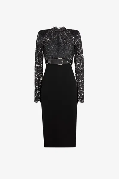 Roberto Cavalli Lace-panel Dress In Black
